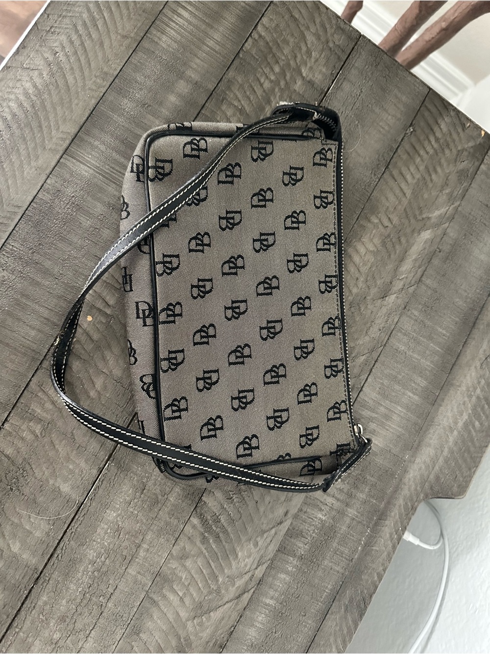 Dooney & Burke Monogram Gray and Black wristlet